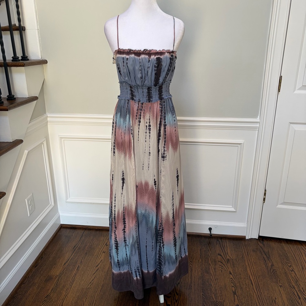 BCBG Max Azria EUC SILK Tie-Dye Maxi Dress Fits 2/4